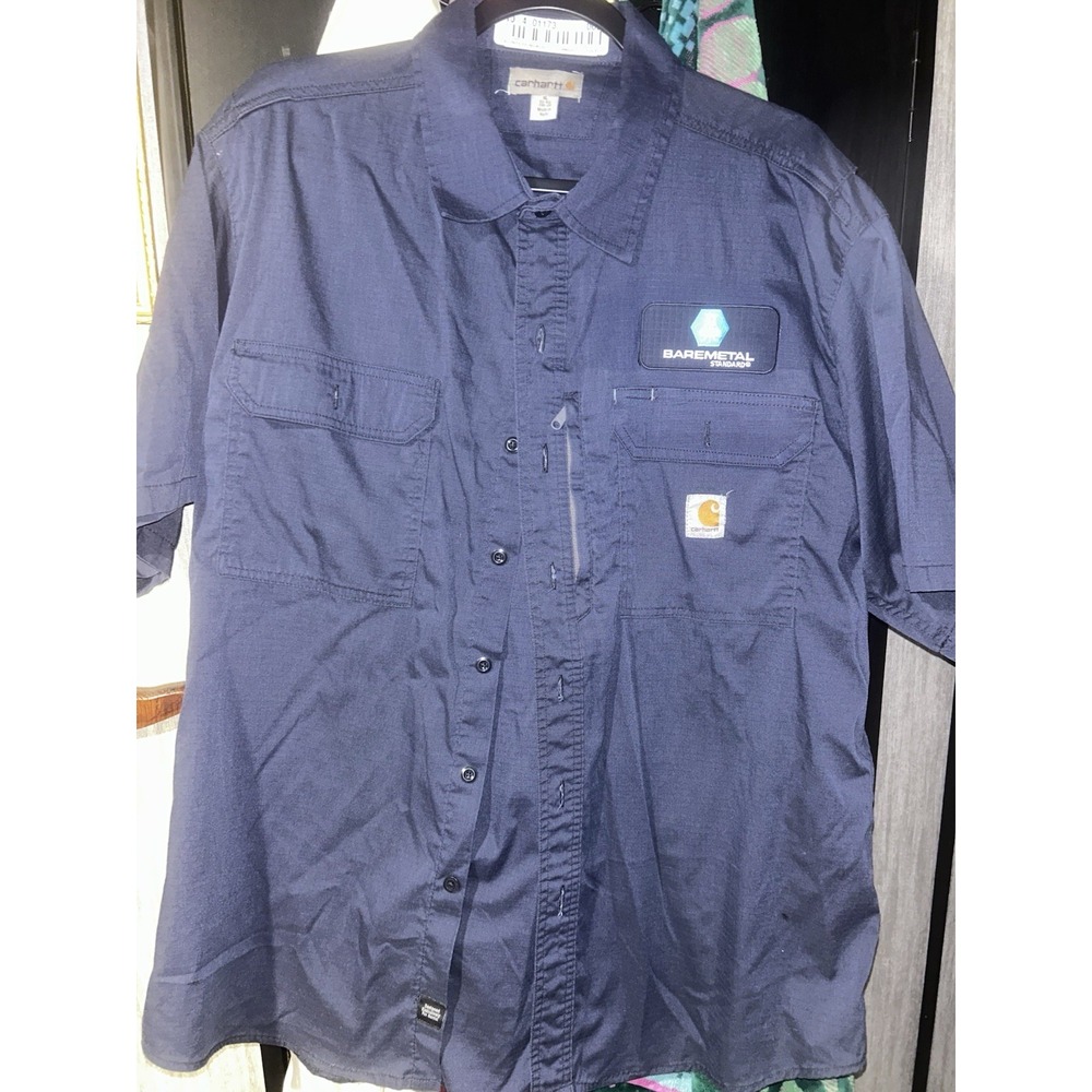 Carhartt Force Button Up Shirt Men XL Relaxed Vented Workwear Performance Blue